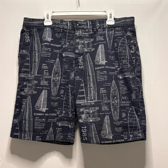Tommy Hilfiger Other - Tommy Hilfiger Sail Boat Shorts Blue Print Sketch Nautical Cruise Mens Size 36